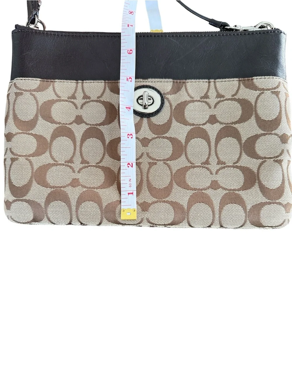 Coach Signature Turnlock Crossbody Bag Brown Tan